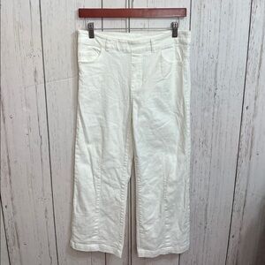White Wide-Leg Crop Pants Size Medium 100% Cotton